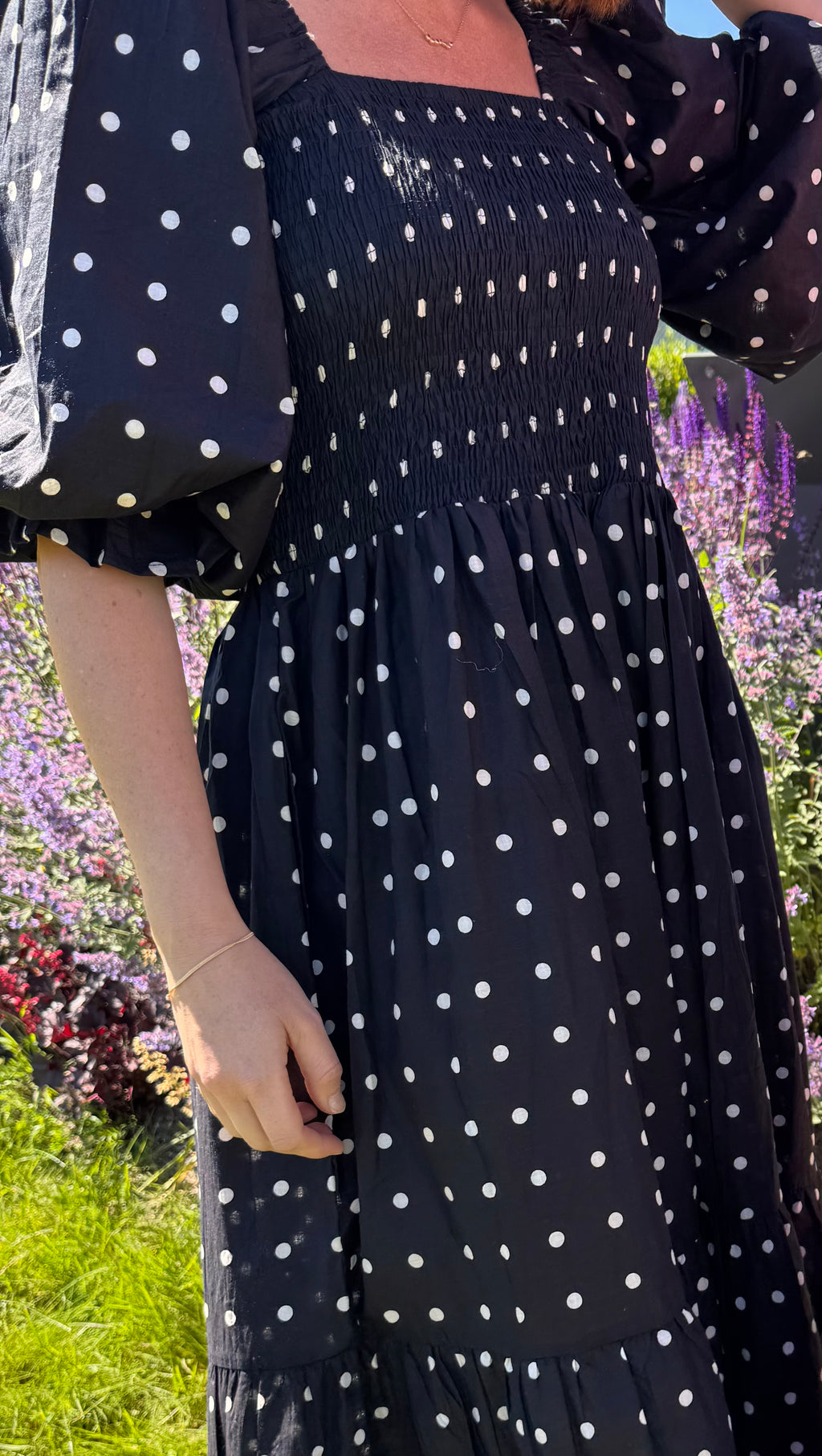 Avira midi dress - black polkadot