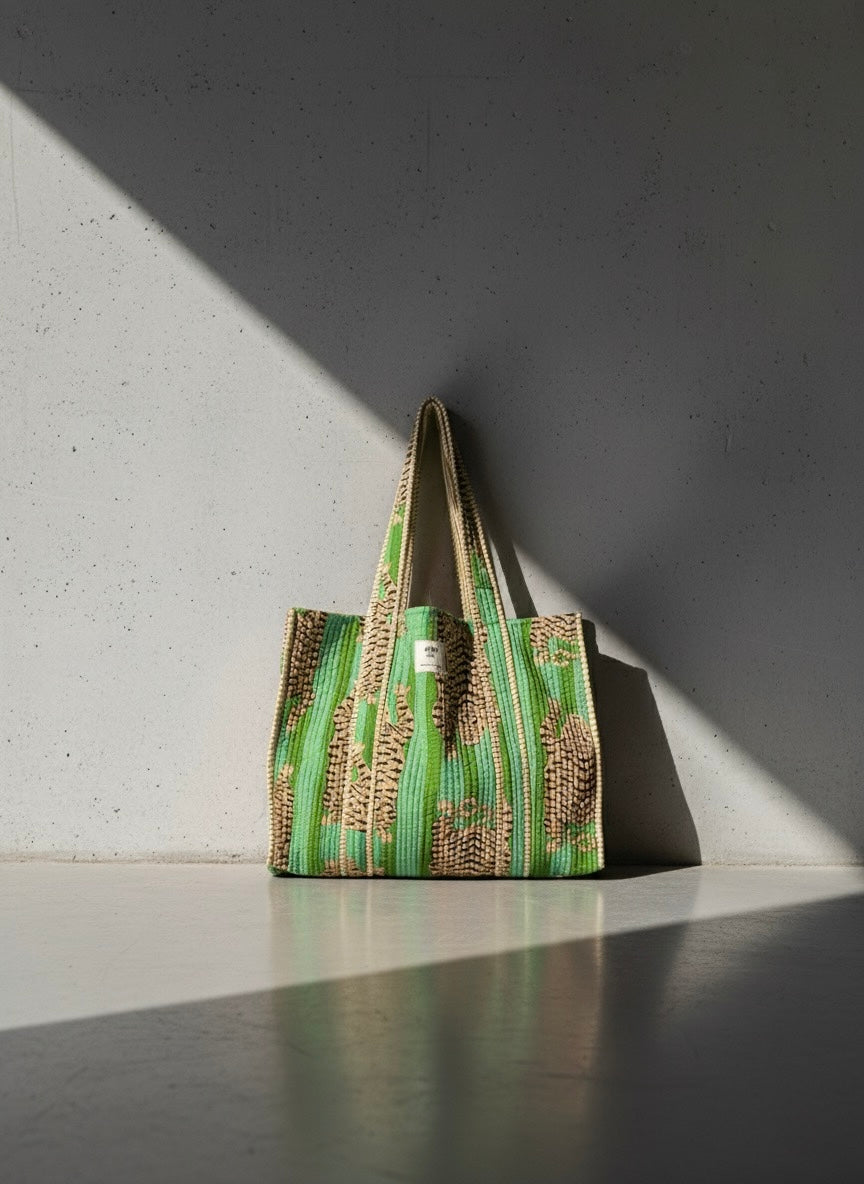 Tote bomullsveske - grønn tiger