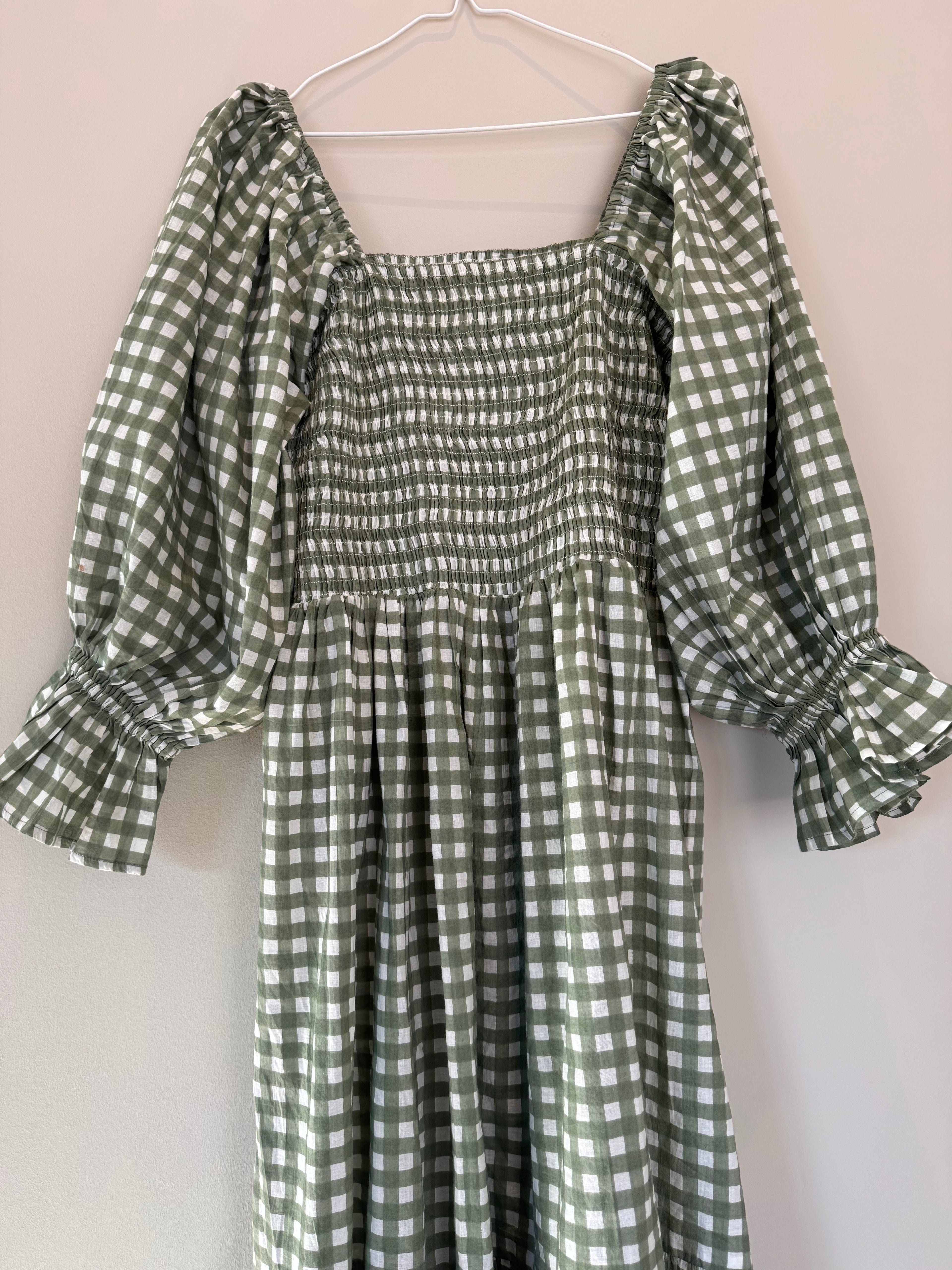 Avira midi dress - green gingham