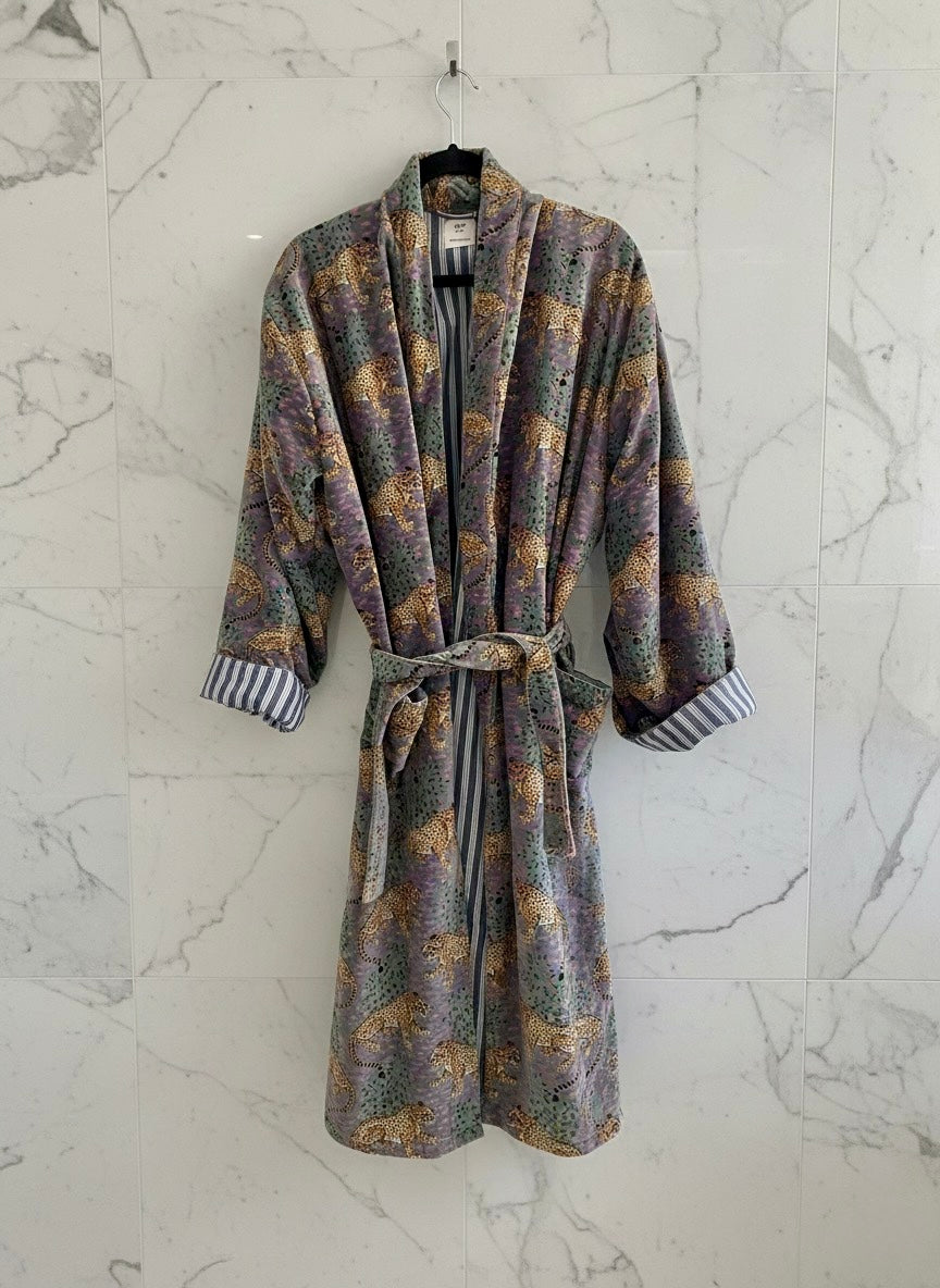 Maharaja robe - grå leopard