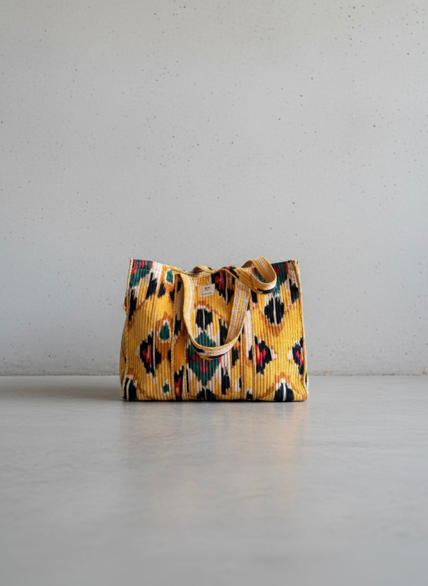 Velvet tote - gul multi color
