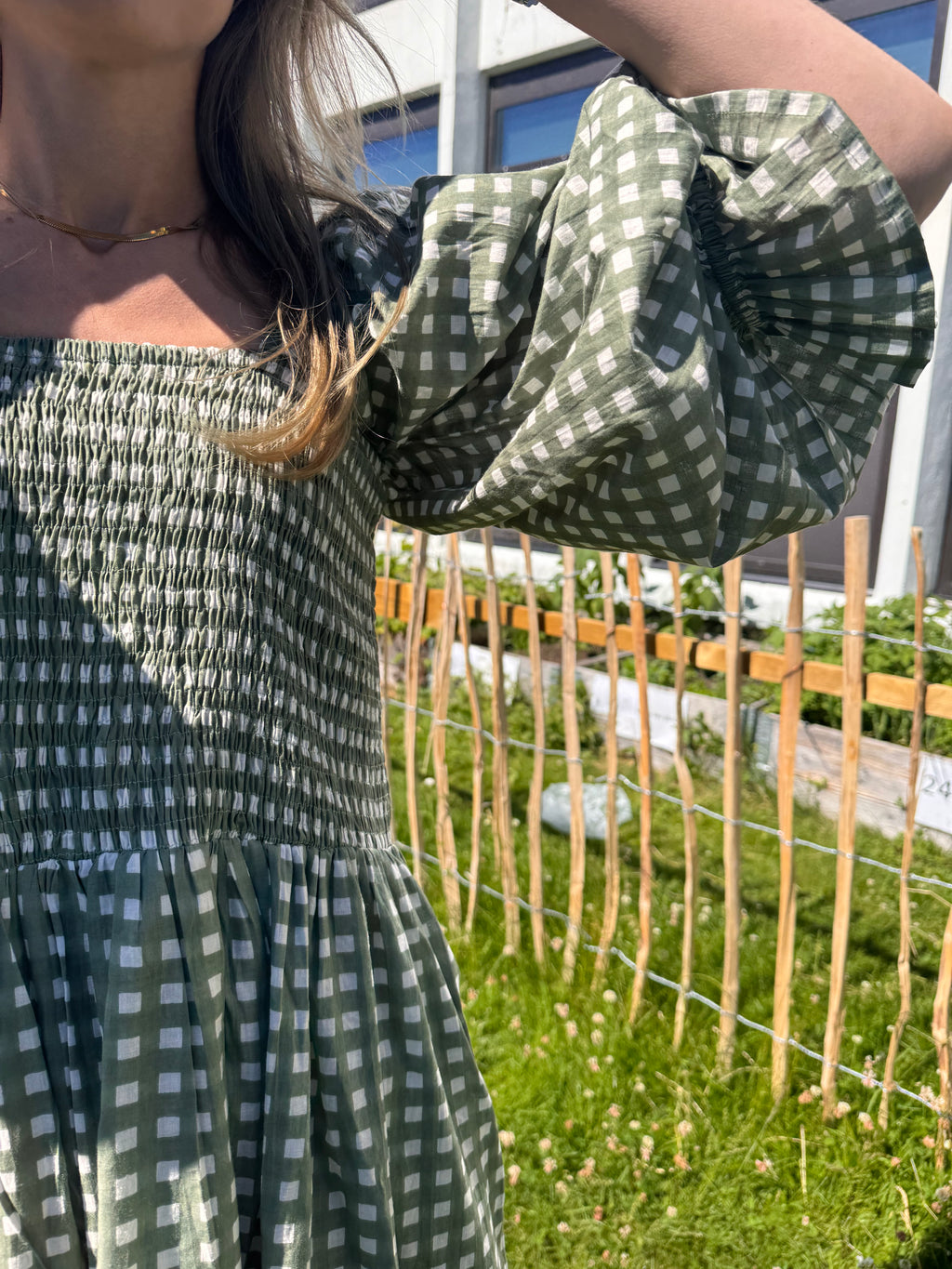 Avira midi dress - green gingham