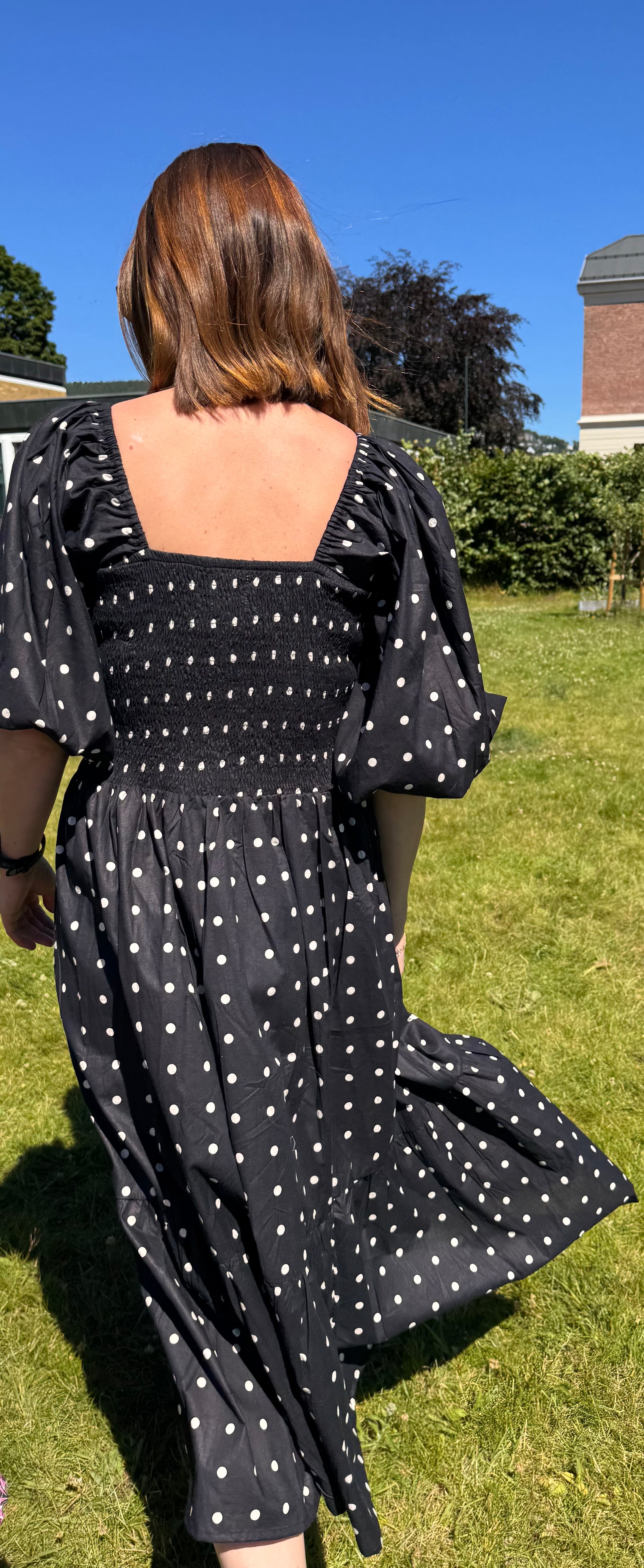 Avira midi dress - black polkadot