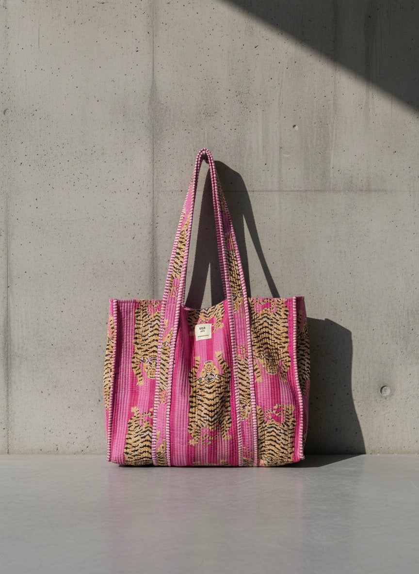 Tote bomullsveske - rosa tiger