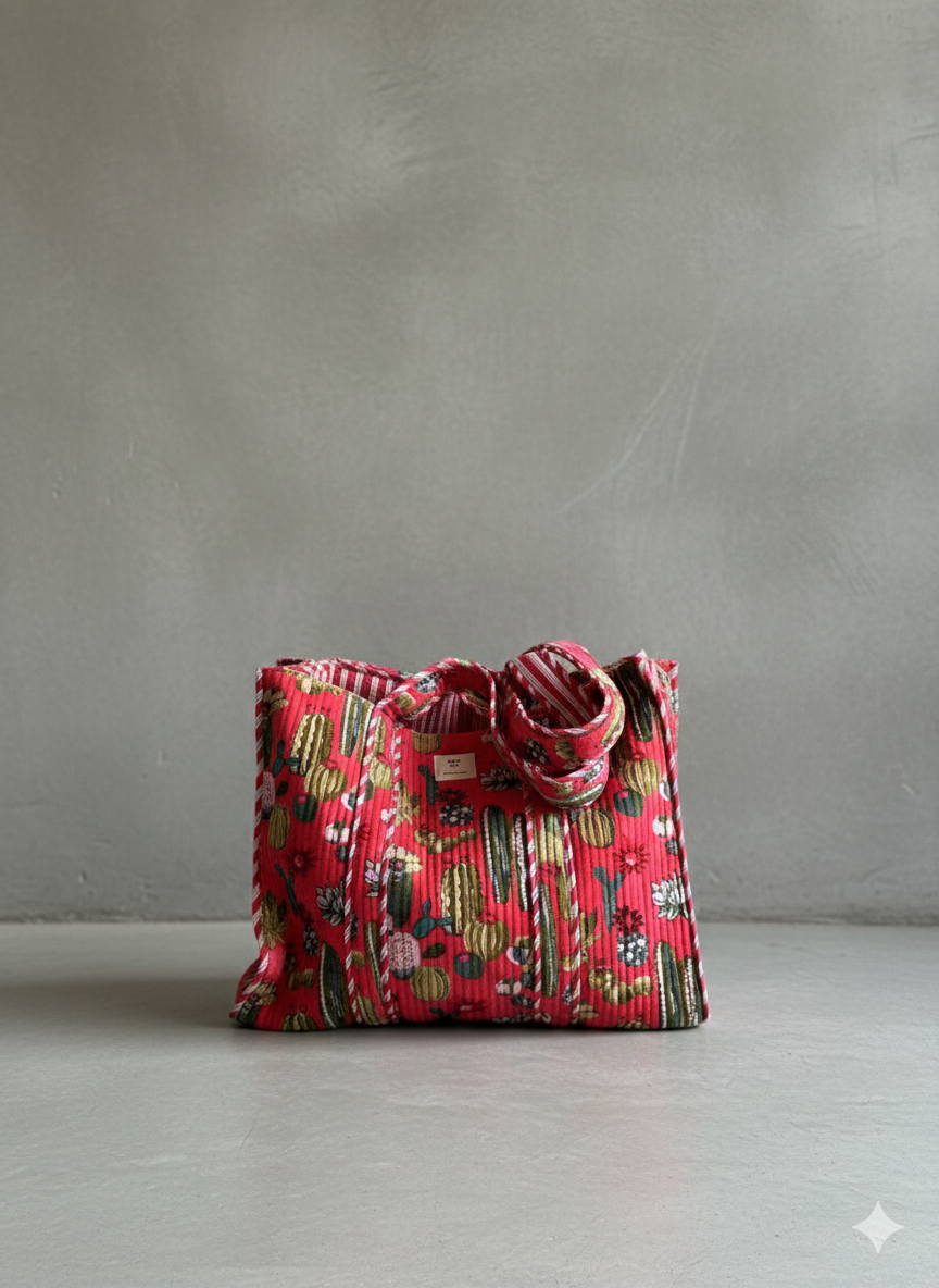 Velvet tote - rosa kaktus