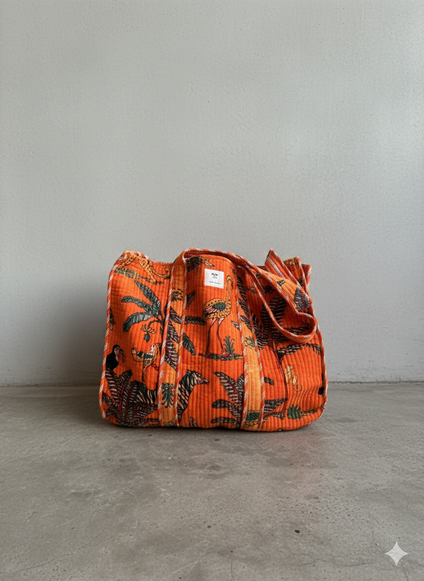 Velvet tote - oransje safari