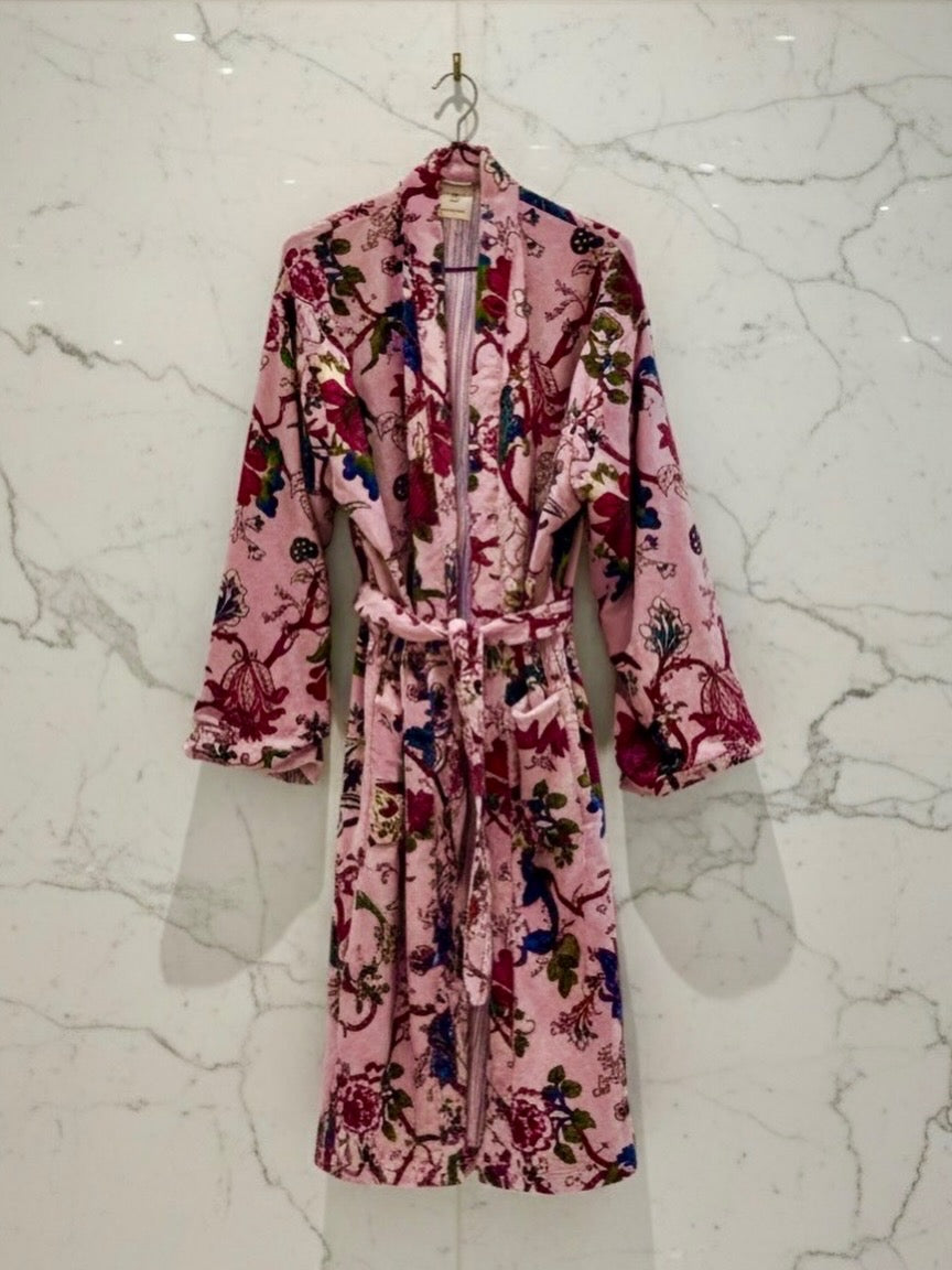 Maharaja robe - lys rosa blomstret