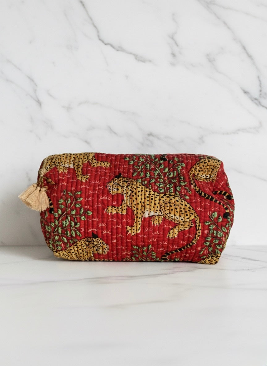 Toalettmappe - rød gepard
