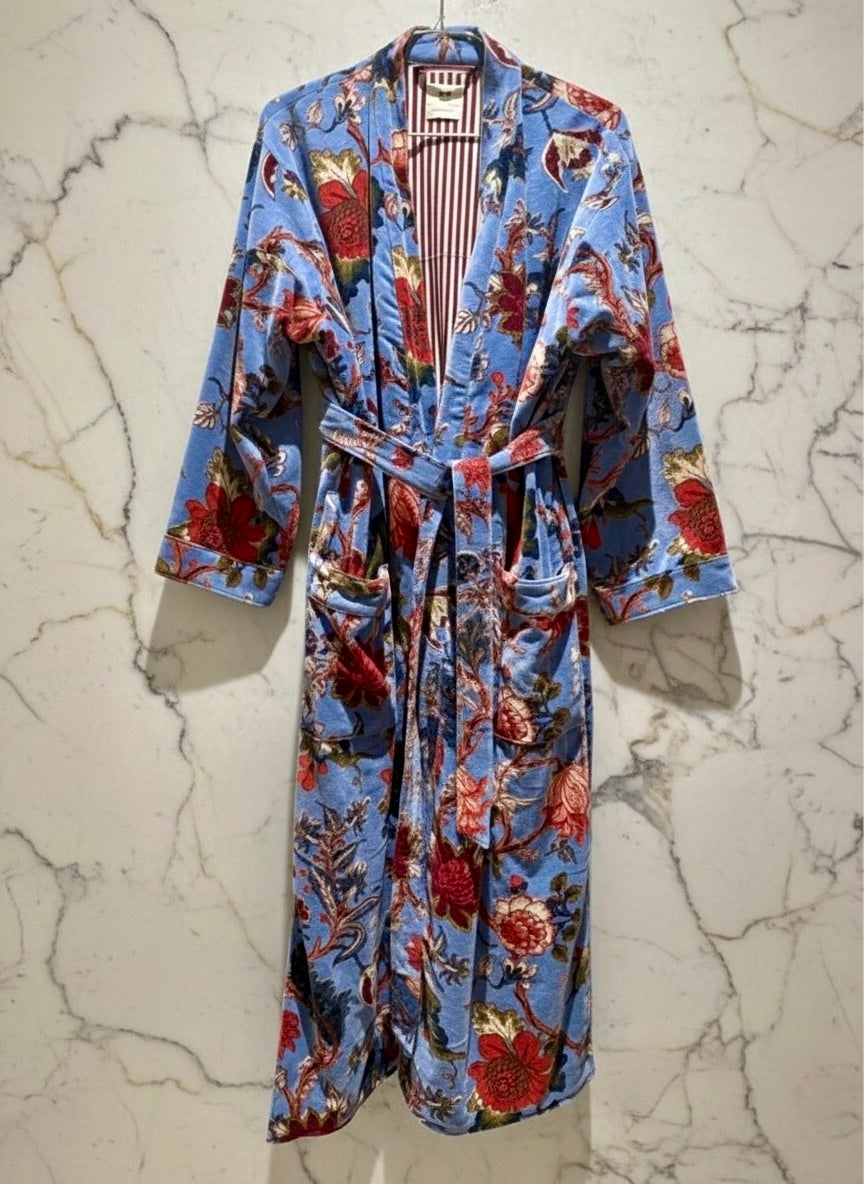 Maharaja robe - blå blomstret