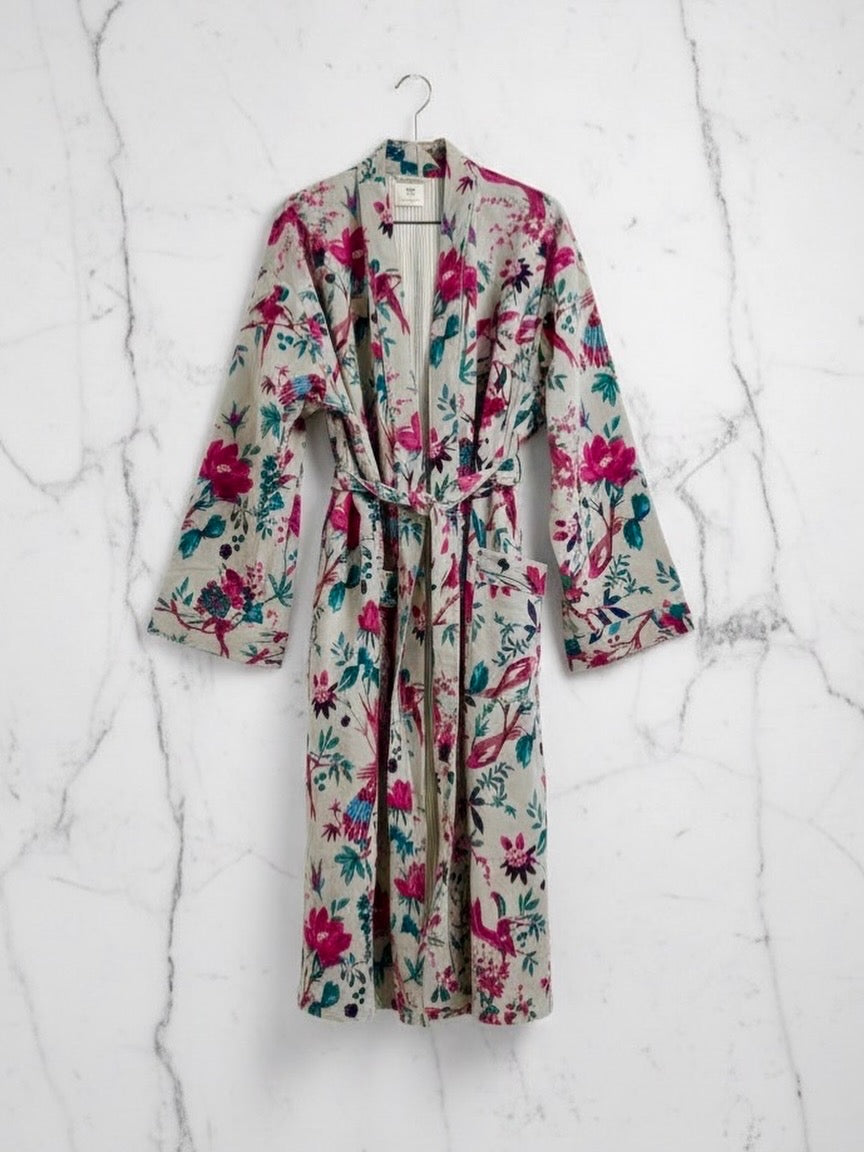 Maharaja robe - turkis blomstret